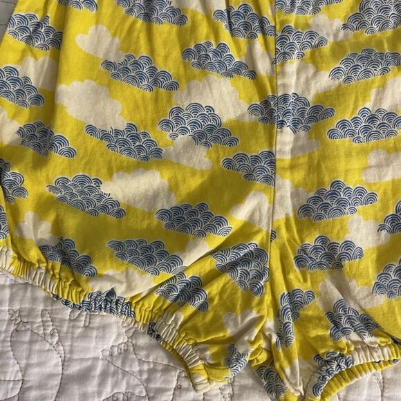 Lali Retro Bubble Shorts Romper Girls Size 4 Yellow Cloud Print Blue Puff Shorts - Picture 4 of 4